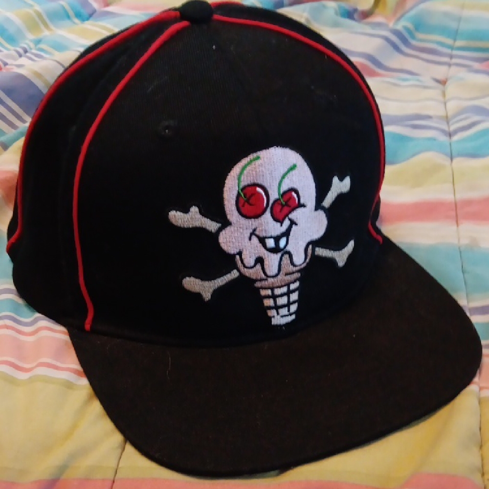 Billionaires Boys Club Ice cream Black and Red Skull Cones And Bones 6 Panel Hat
